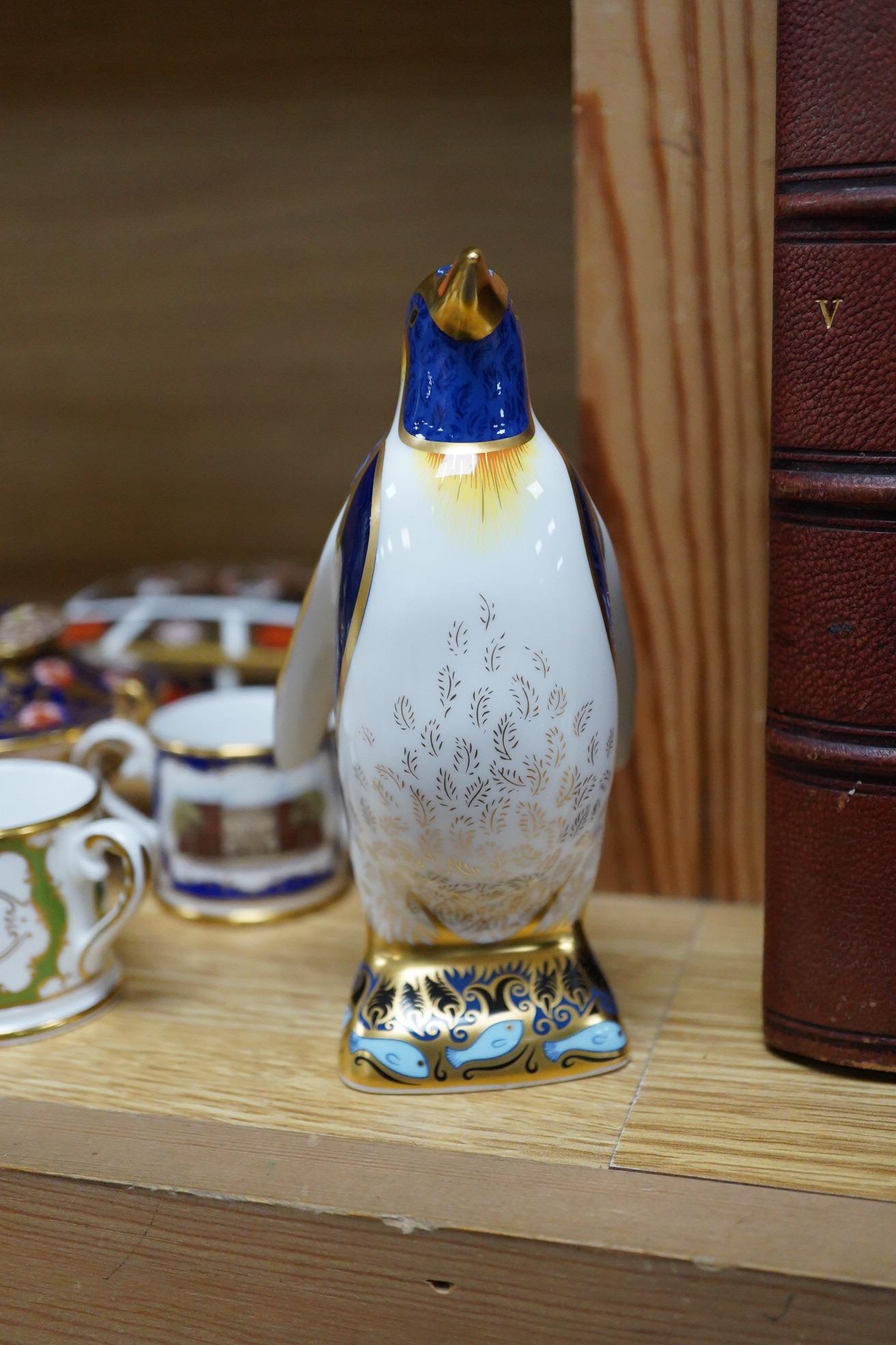 Six small Copenhagen figures, a Derby penguin and four other items